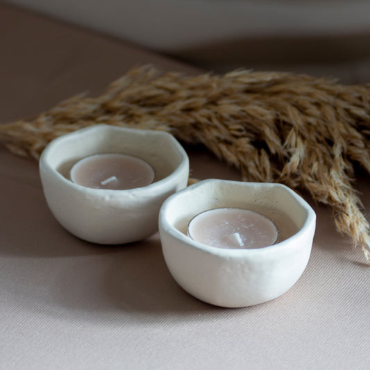 Waxinelichthouder Soft Edge op neutrale achtergrond en rustige lichtval