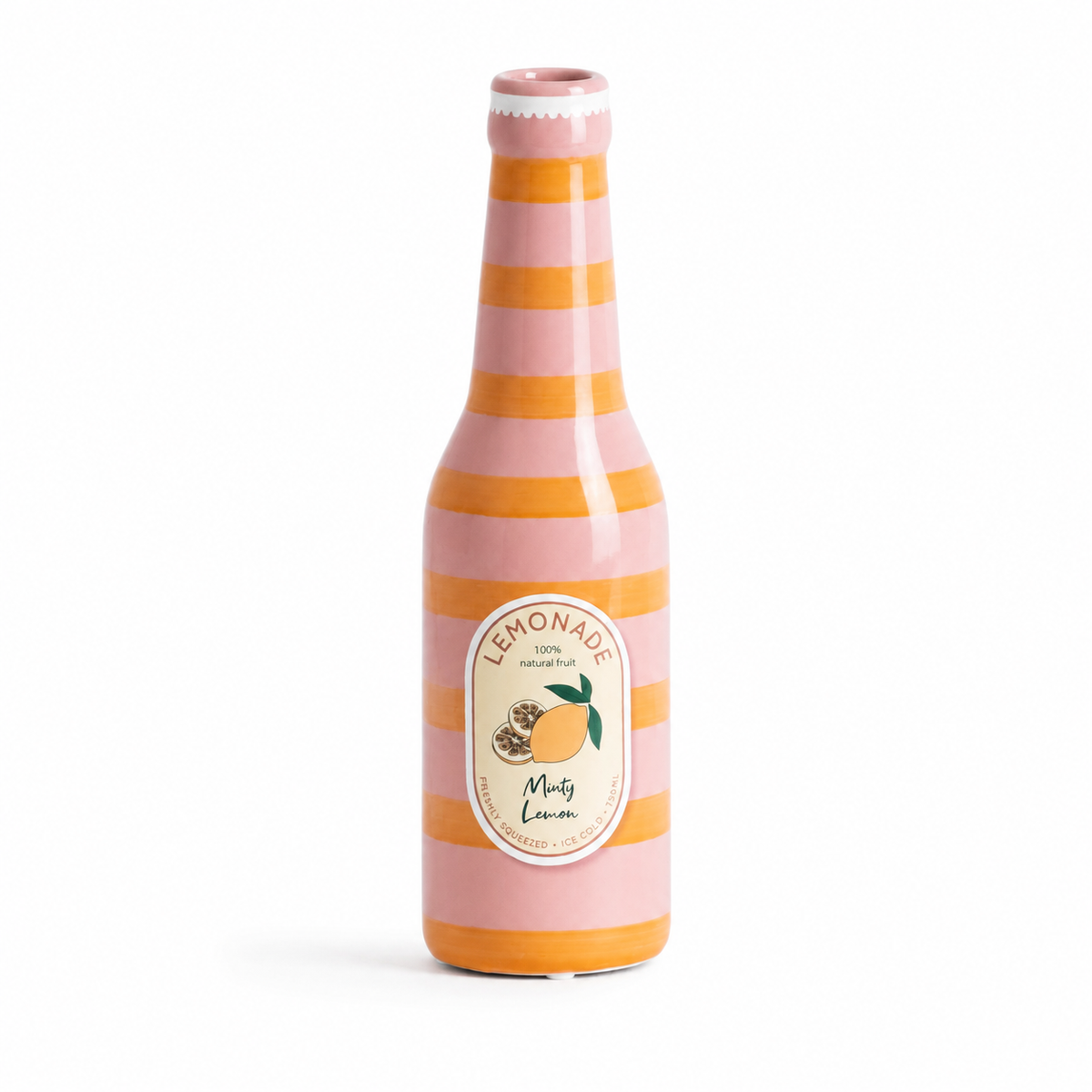 Vaas in de vorm van een limonadefles met citroen design