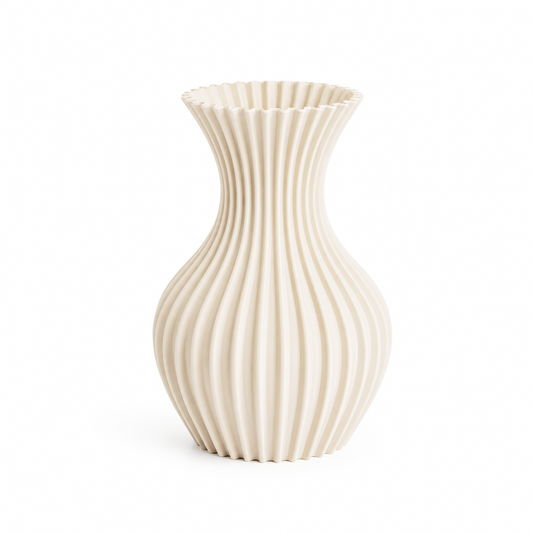 Beige vaas met organische golvende vorm