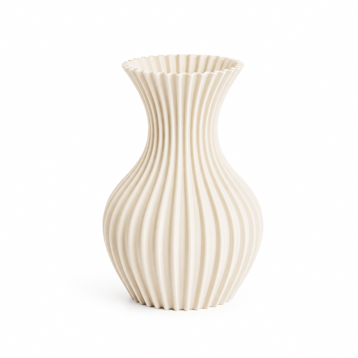 Beige vaas met organische golvende vorm