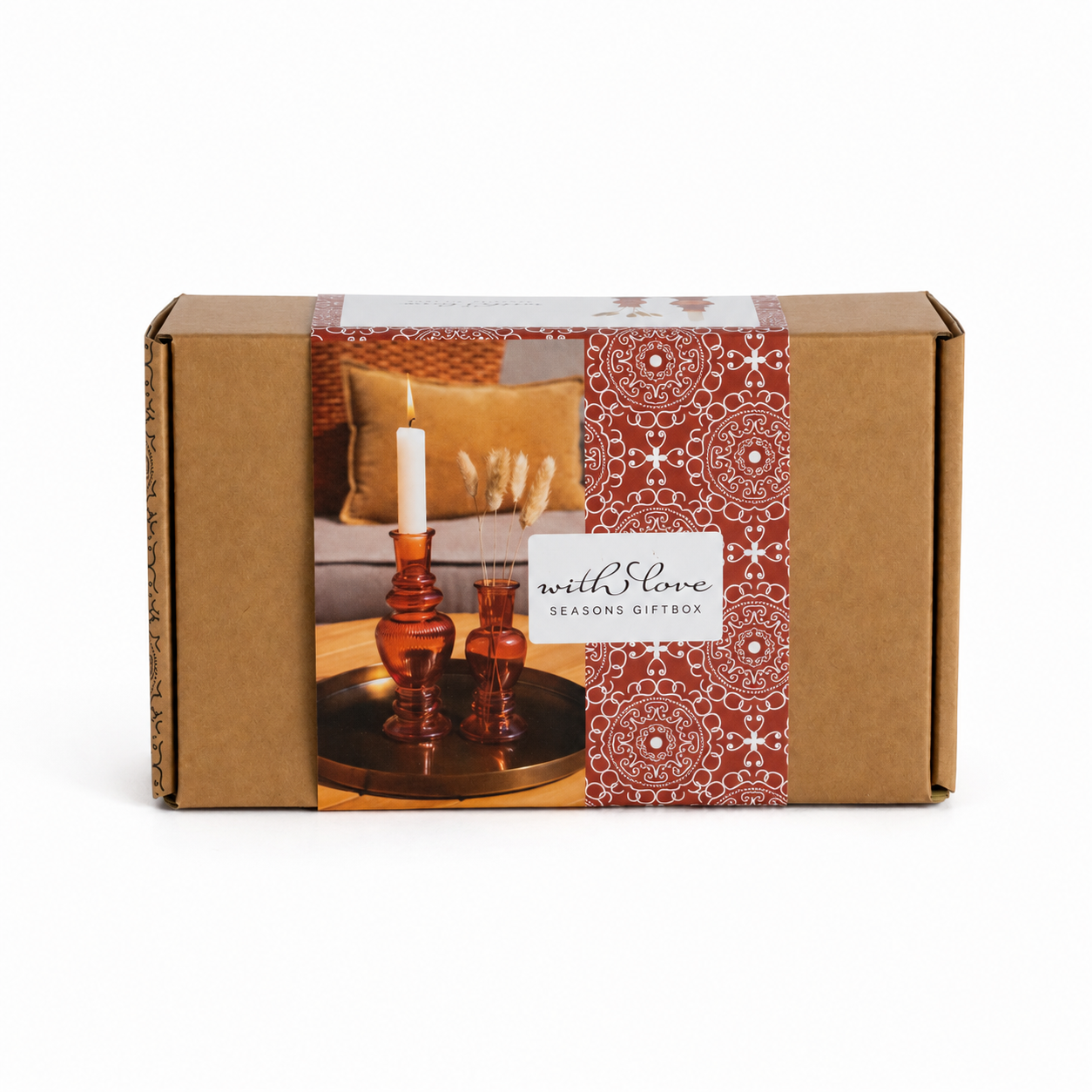Cadeauset met vaasjes en accessoires in neutrale tinten