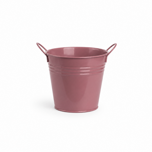 Oudroze bloempot met handgrepen