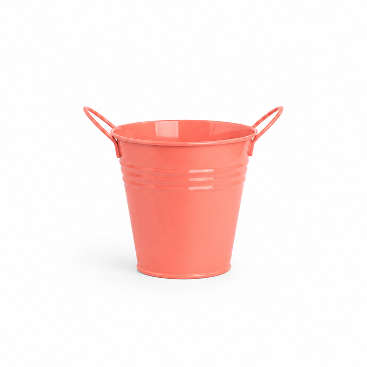 Zalmkleurige bloempot met handgrepen