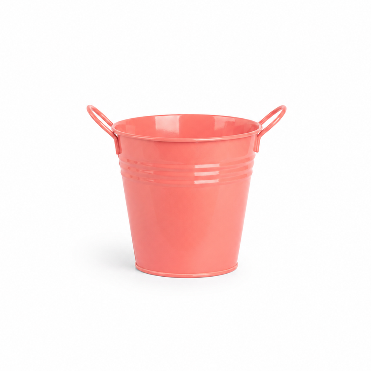 Zalmkleurige bloempot met handgrepen