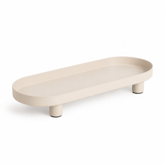 Beige rechthoekige tray met verhoogde rand