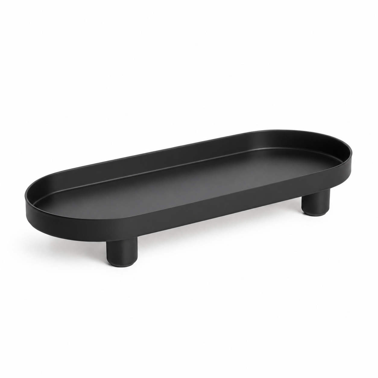 Zwarte rechthoekige tray met verhoogde rand