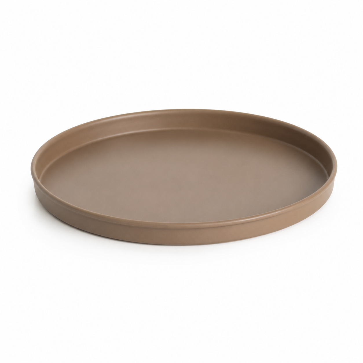 Ronde tray in bruine kleur met minimalistisch design