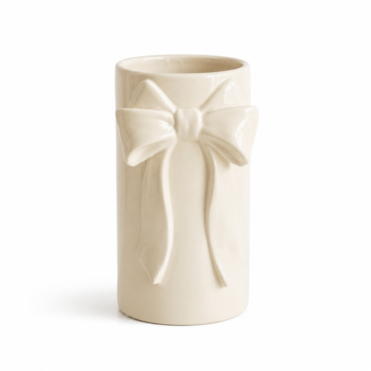 Vaas met strik in beige tint
