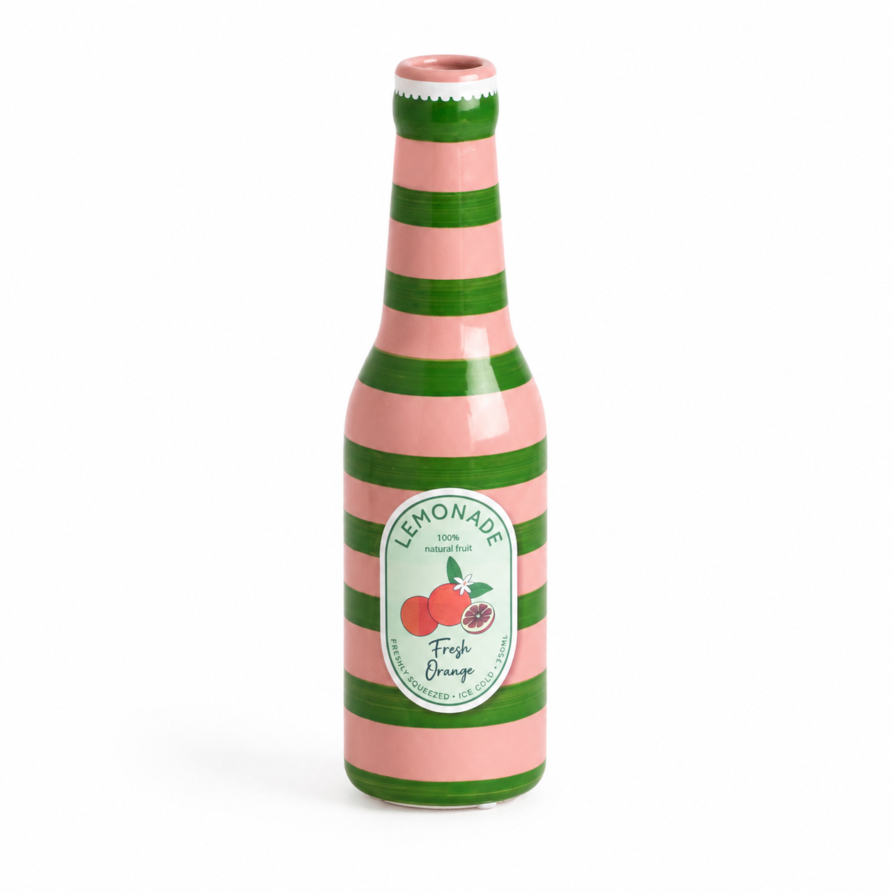 Vaas in de vorm van een limonadefles met sinaasappel design