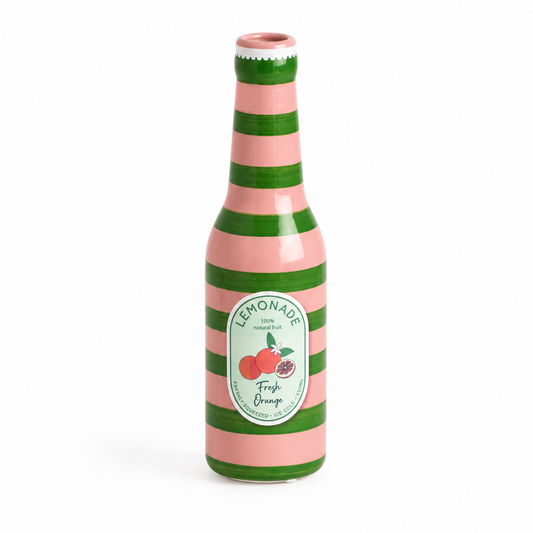 Vaas in de vorm van een limonadefles met sinaasappel design
