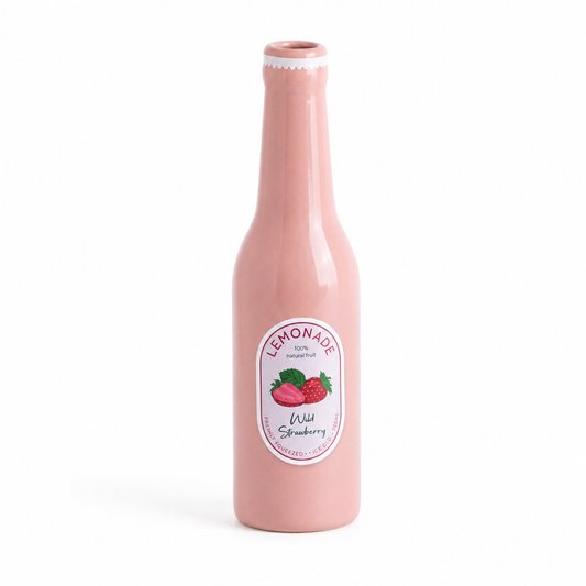 Vaas in de vorm van een limonadefles met aardbei design