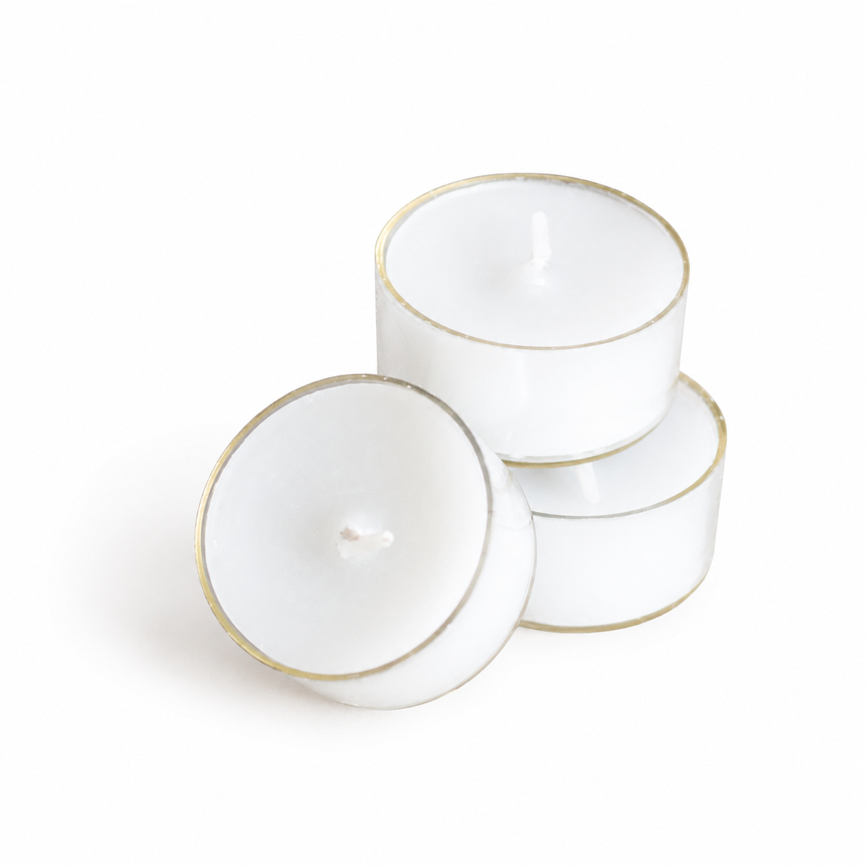 Set van drie witte waxinelichtjes